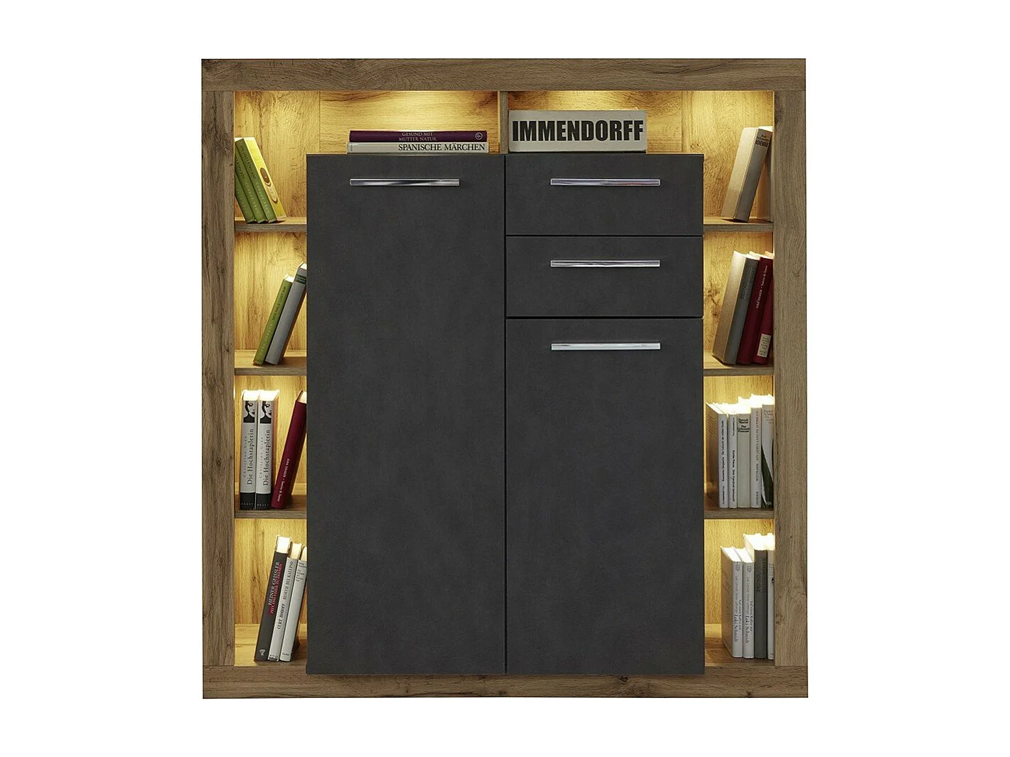 Buffet haut 2 portes, 2 tiroirs et 8 niches L121 cm - GWENDOLYN