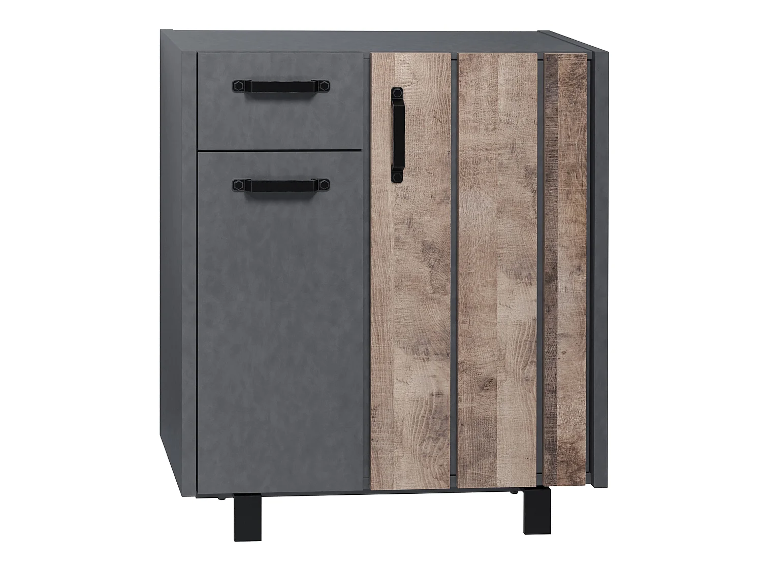 Buffet - Mélaminé chêne - Brun-Gris - 83 - 96 - 38 cm