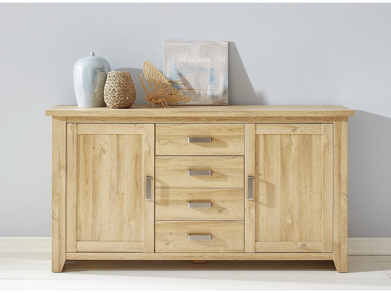 CANYON - Meuble de salon/séjour. Buffet mélaminé coloris chêne. L - H - P : 174 | 92 | 42 cm.