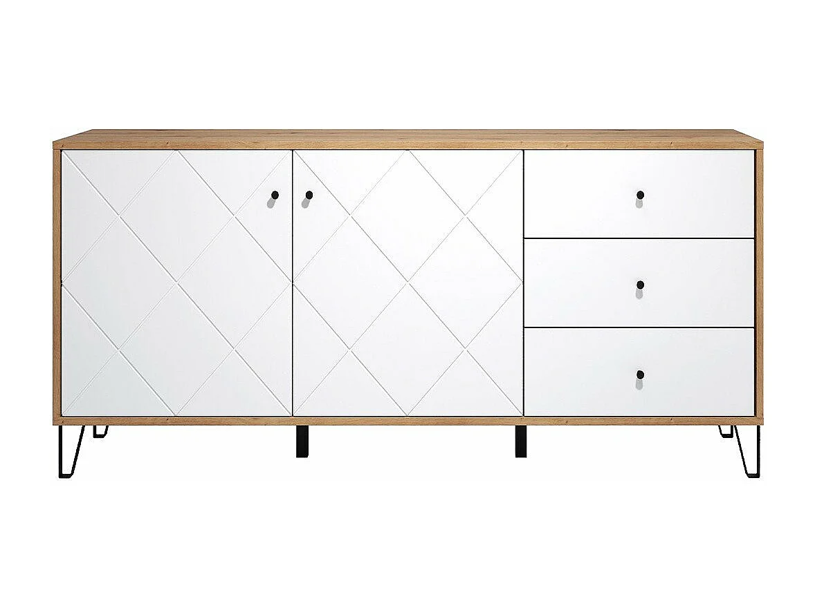Buffet 2 puertas y 3 cajones decoración roble artesanal L183 cm - Touch