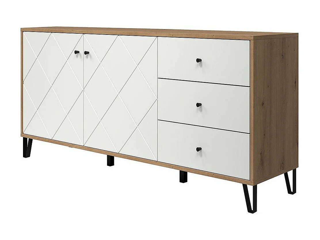 Buffet 2 puertas y 3 cajones decoración roble artesanal L183 cm - Touch