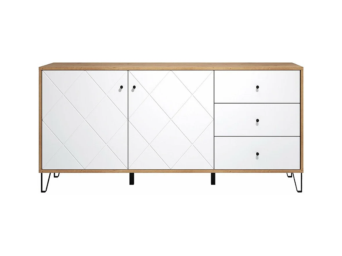 Buffet 2 deuren en 3 laden eikenhouten decor L183 cm - Touch