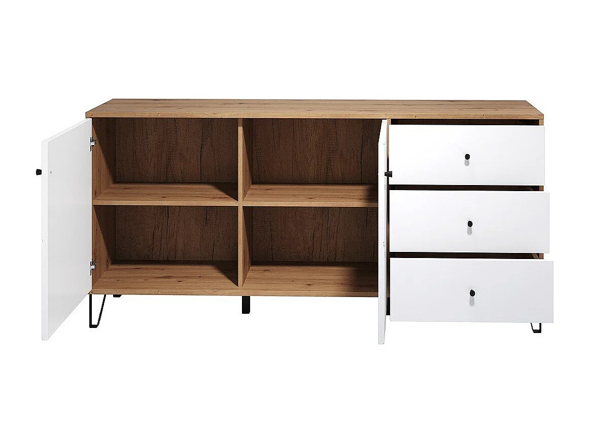 Buffet 2 deuren en 3 laden eikenhouten decor L183 cm - Touch
