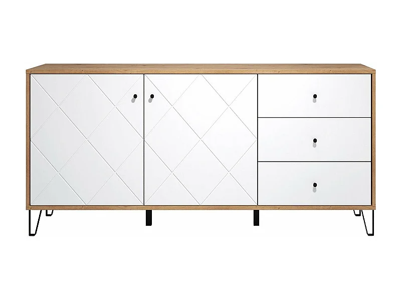 Buffet 2 portes et 3 tiroirs décor chêne artisan L183 cm - Touch