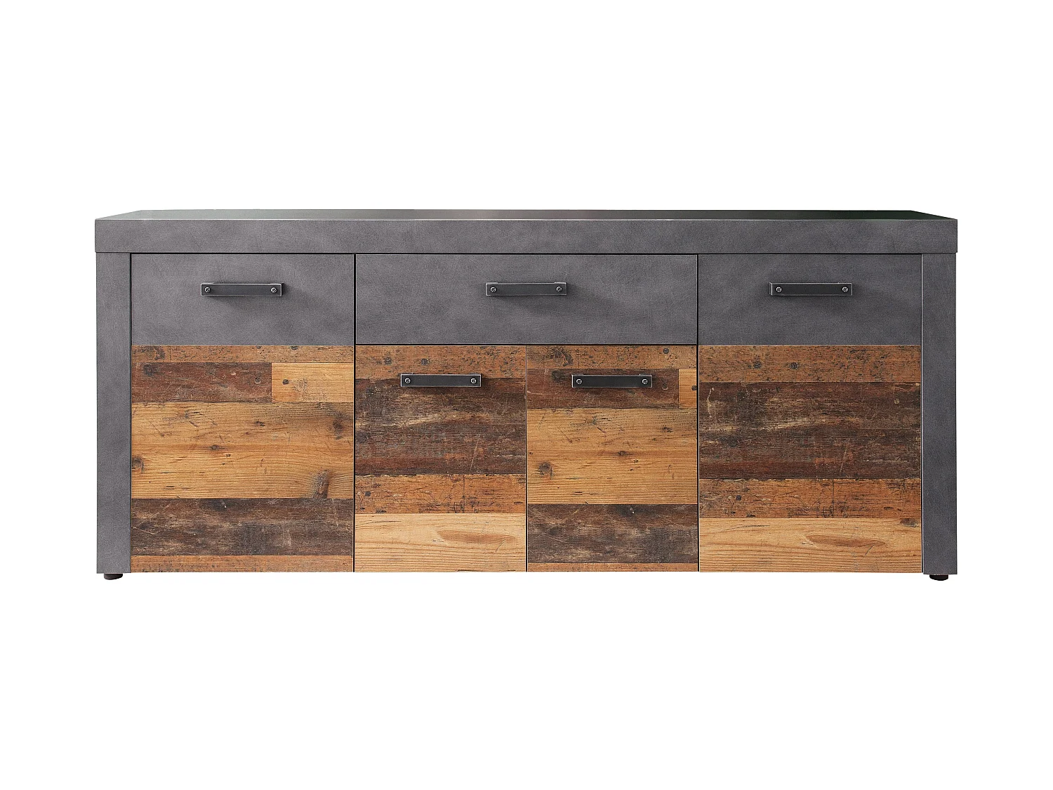 Buffet - Mélaminé vieux bois - Naturel-Gris -  178 - 77 - 40 cm