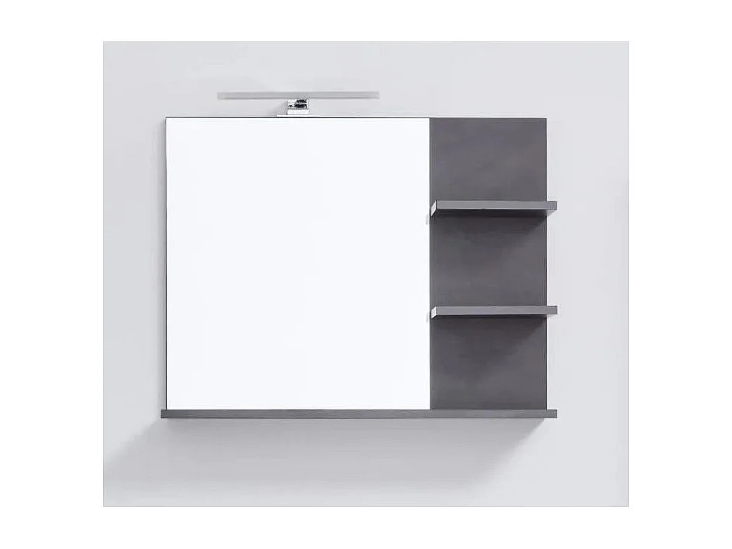 Miroir murale avec étagères mélaminé anthracite Cali