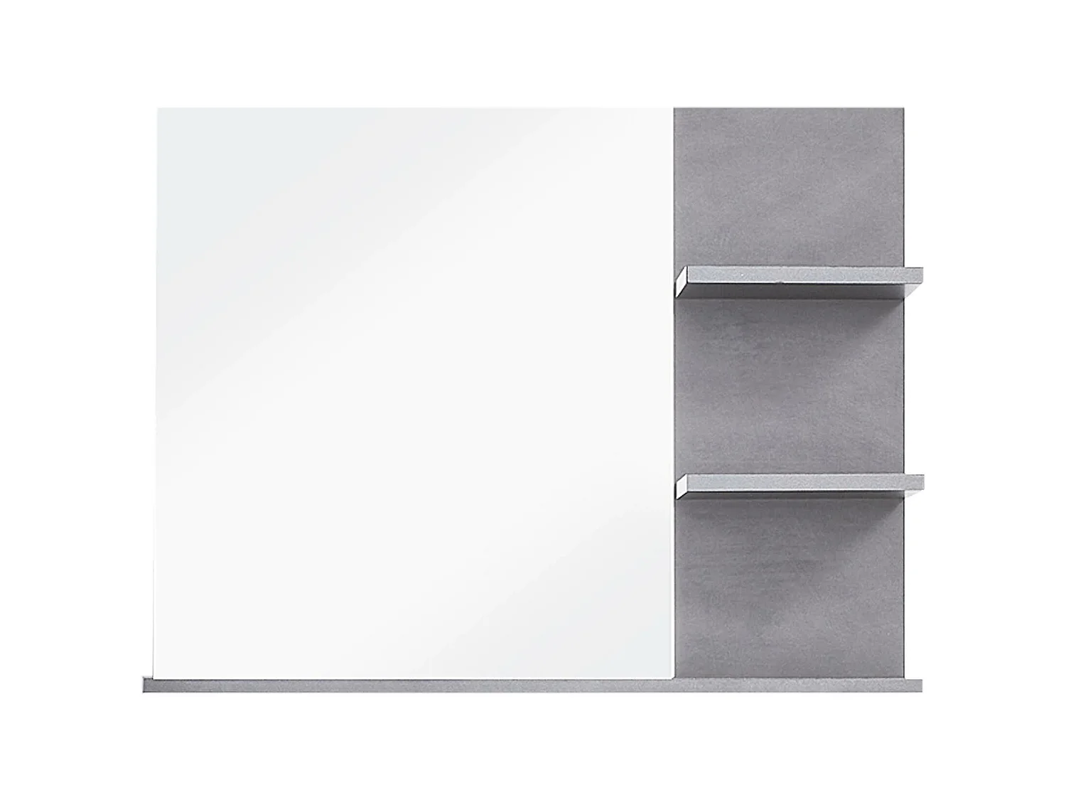 Meuble de salle de bain. Miroir avec tablettes, LED non inclu; mélaminé gris ciment. L - H - P : 72 | 57 | 20 cm.