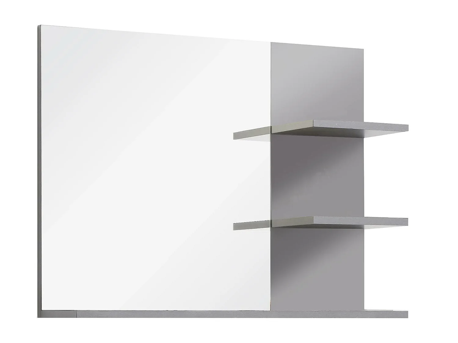 Meuble de salle de bain. Miroir avec tablettes, LED non inclu; mélaminé gris ciment. L - H - P : 72 | 57 | 20 cm.