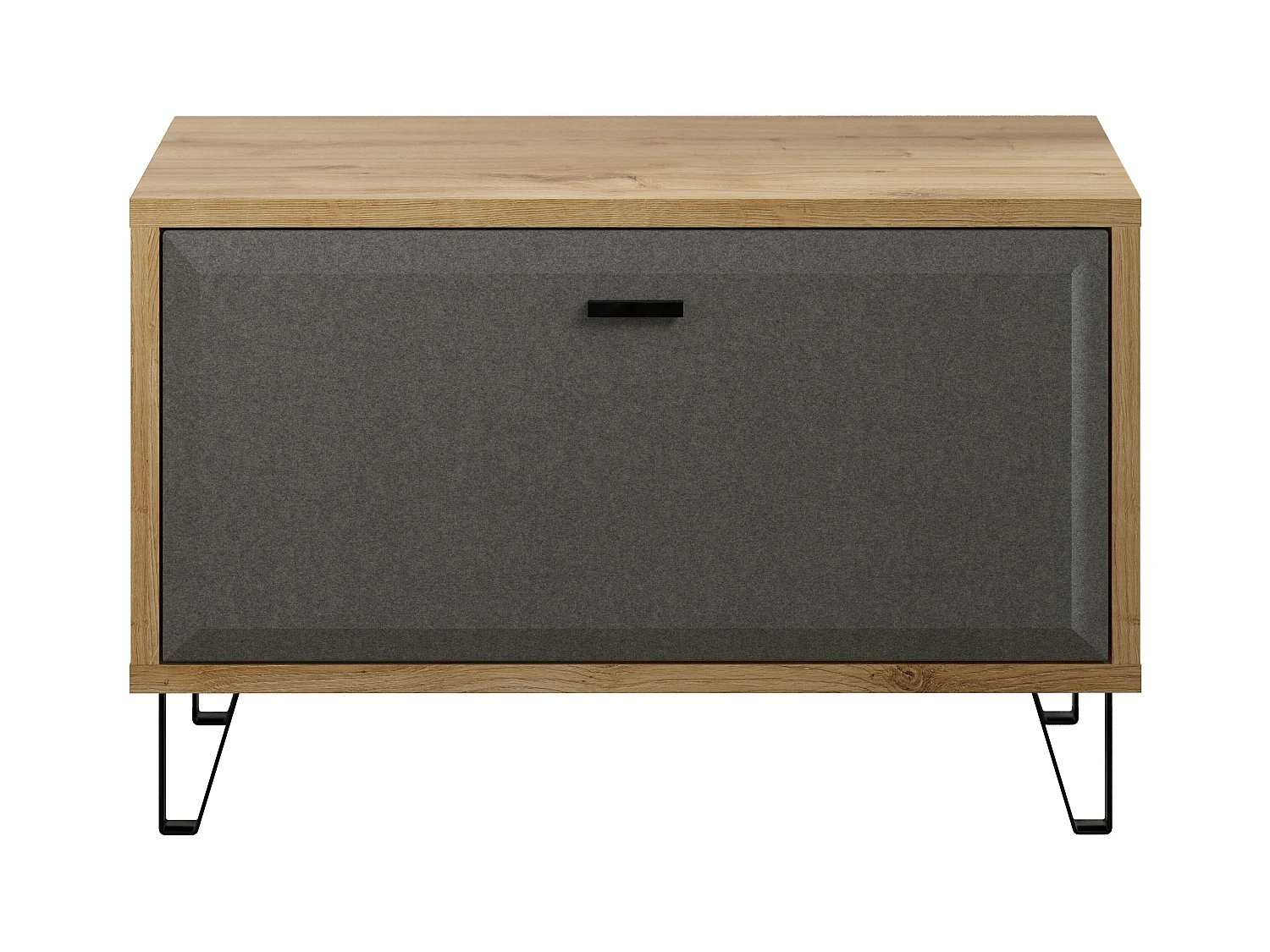 Meuble bas d'entrée : Banc mélaminé - Chêne et Feutre - Naturel-Gris foncé - 79 - 51 - 42 cm