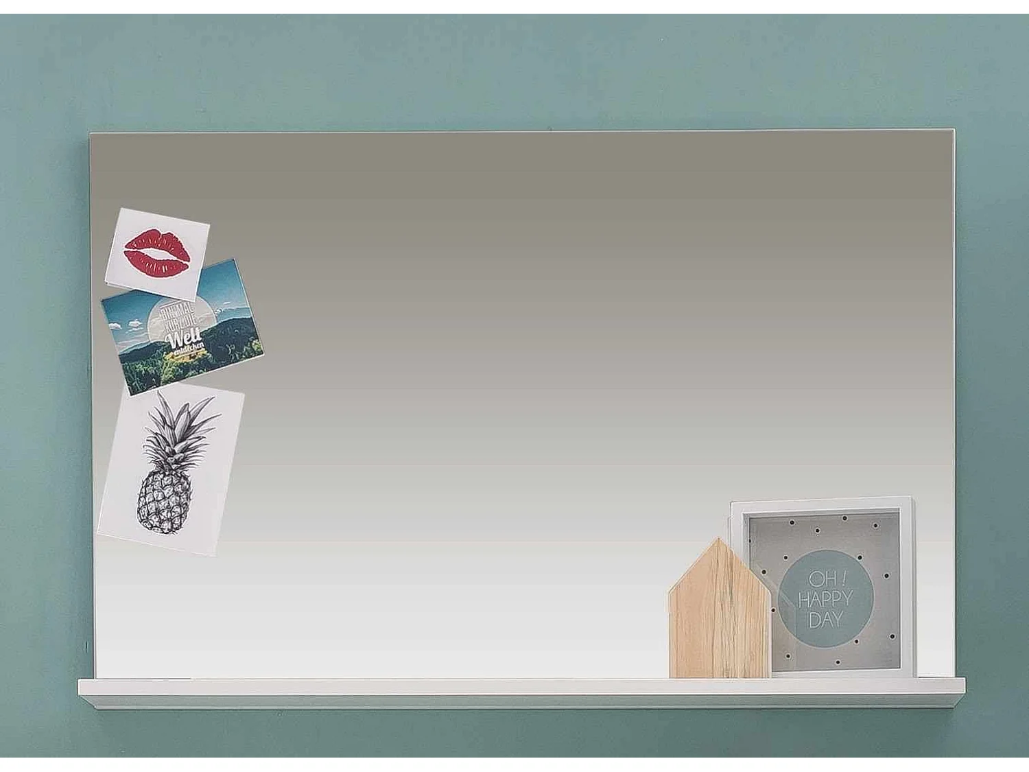 Miroir de salle de bain avec tablette blanc brillant Kelia 91cm