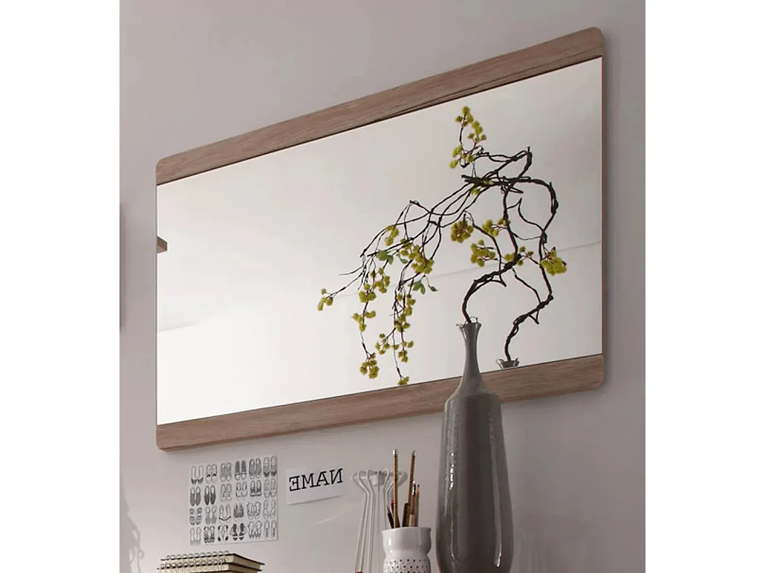 Miroir mural rectangulaire mélaminé chêne clair Aurel