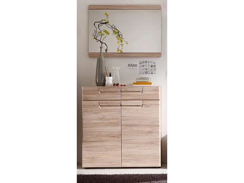 Miroir mural rectangulaire mélaminé chêne clair Aurel