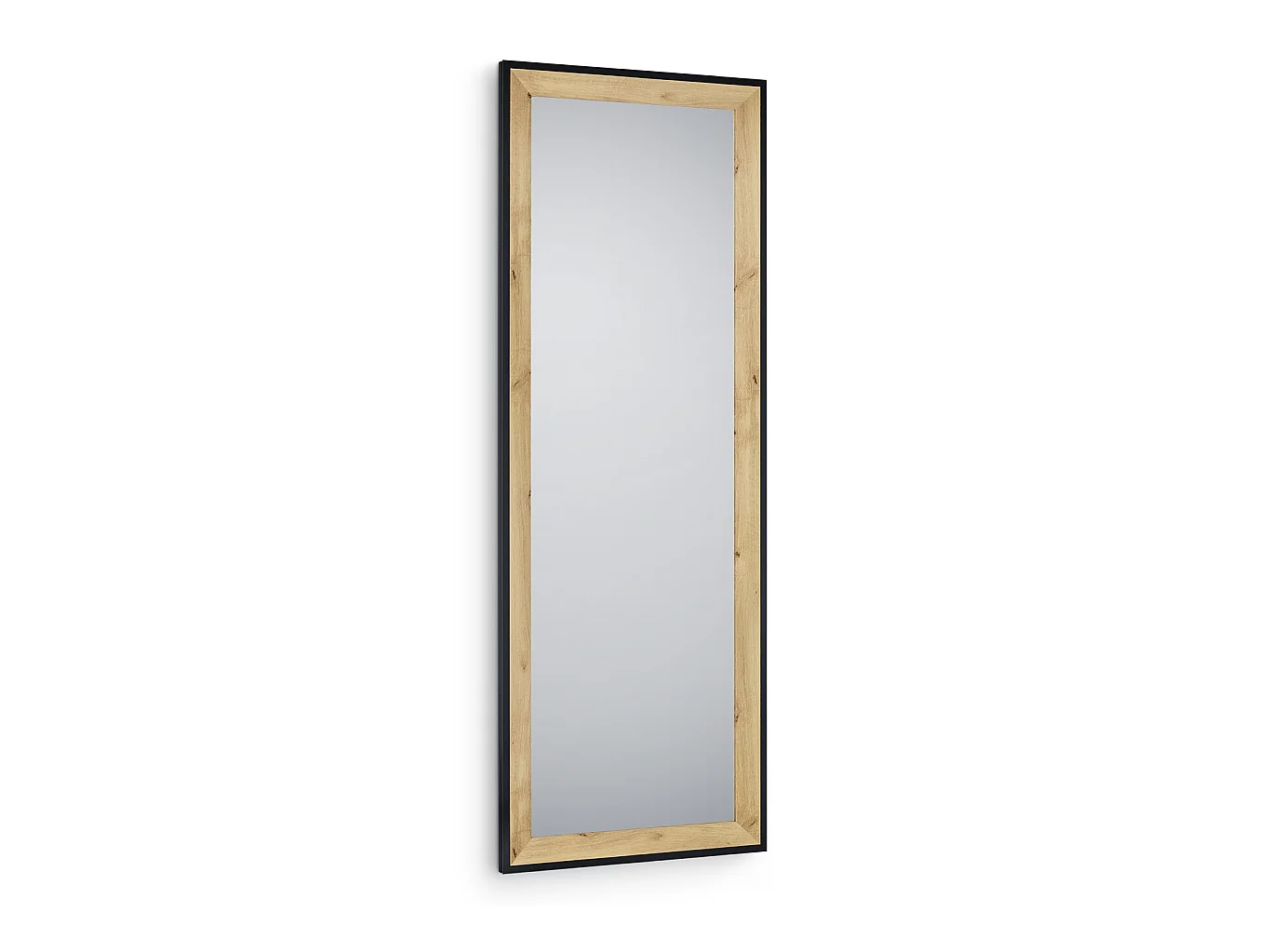 Branda - Miroir avec cadre - Noir/Naturel - 50x150cm