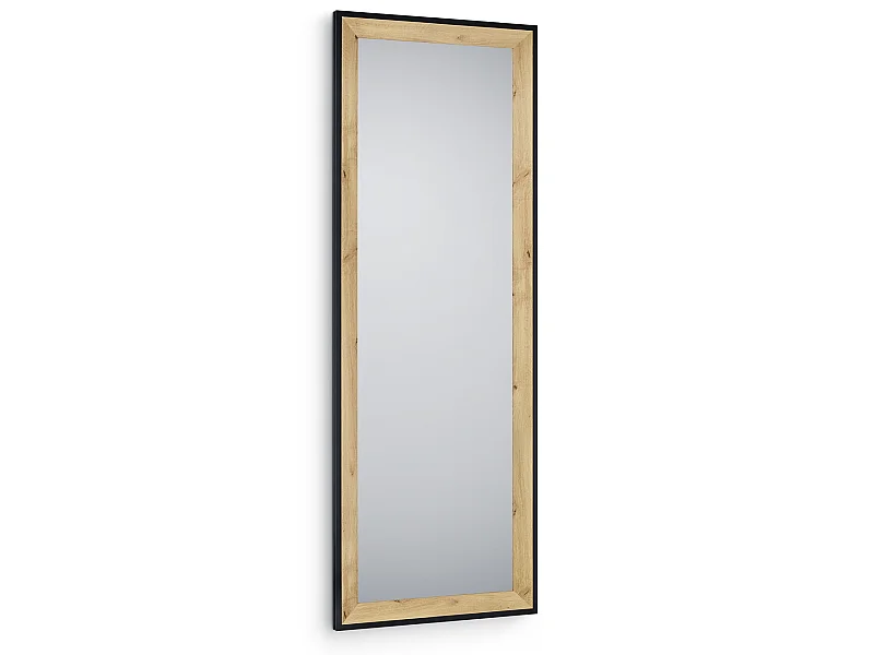 Branda - Miroir avec cadre - Noir/Naturel - 50x150cm