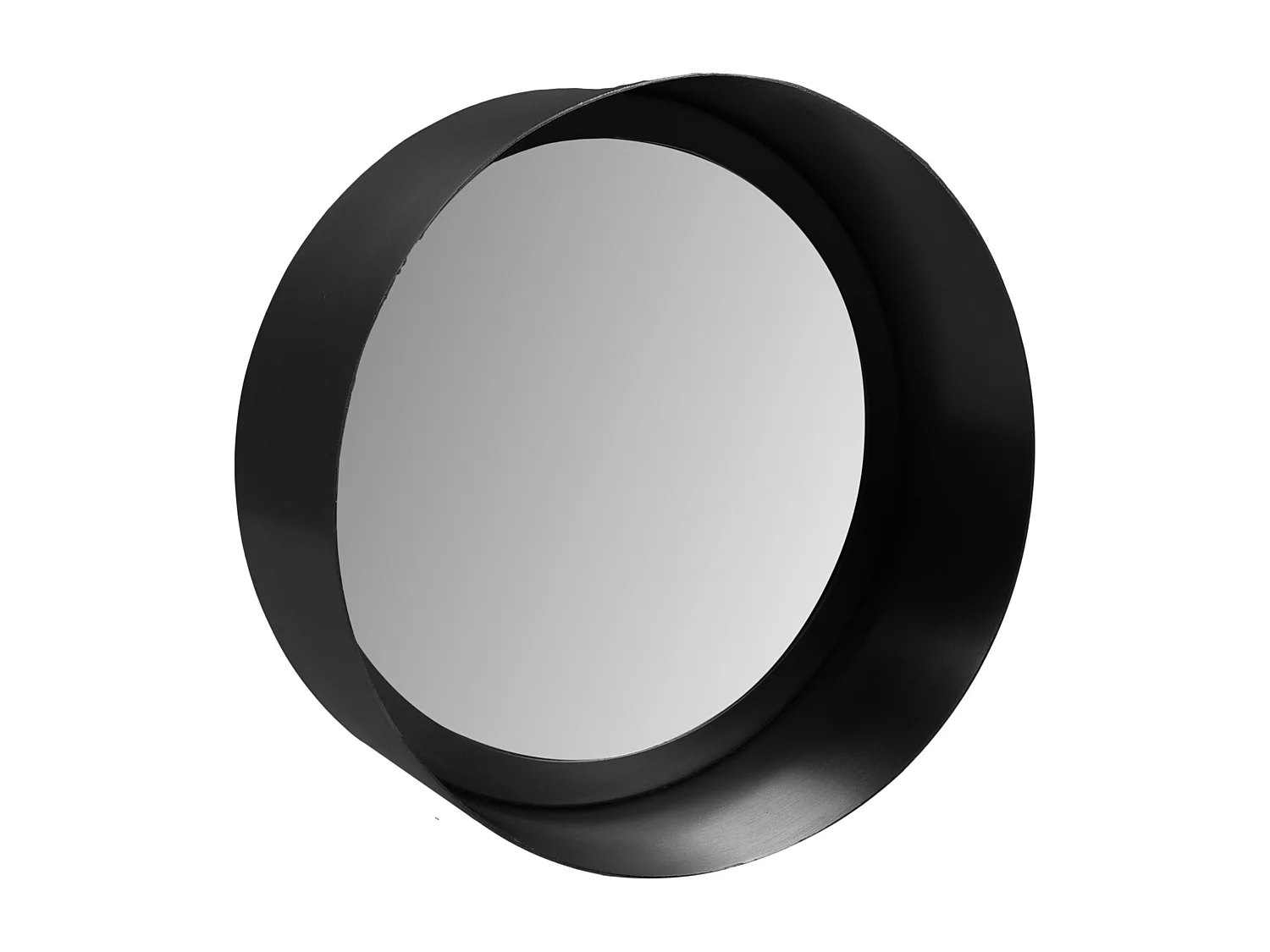 Fletcher - Miroir mural rond - Fer/verre - Noir - 20 x 20 x 7 cm