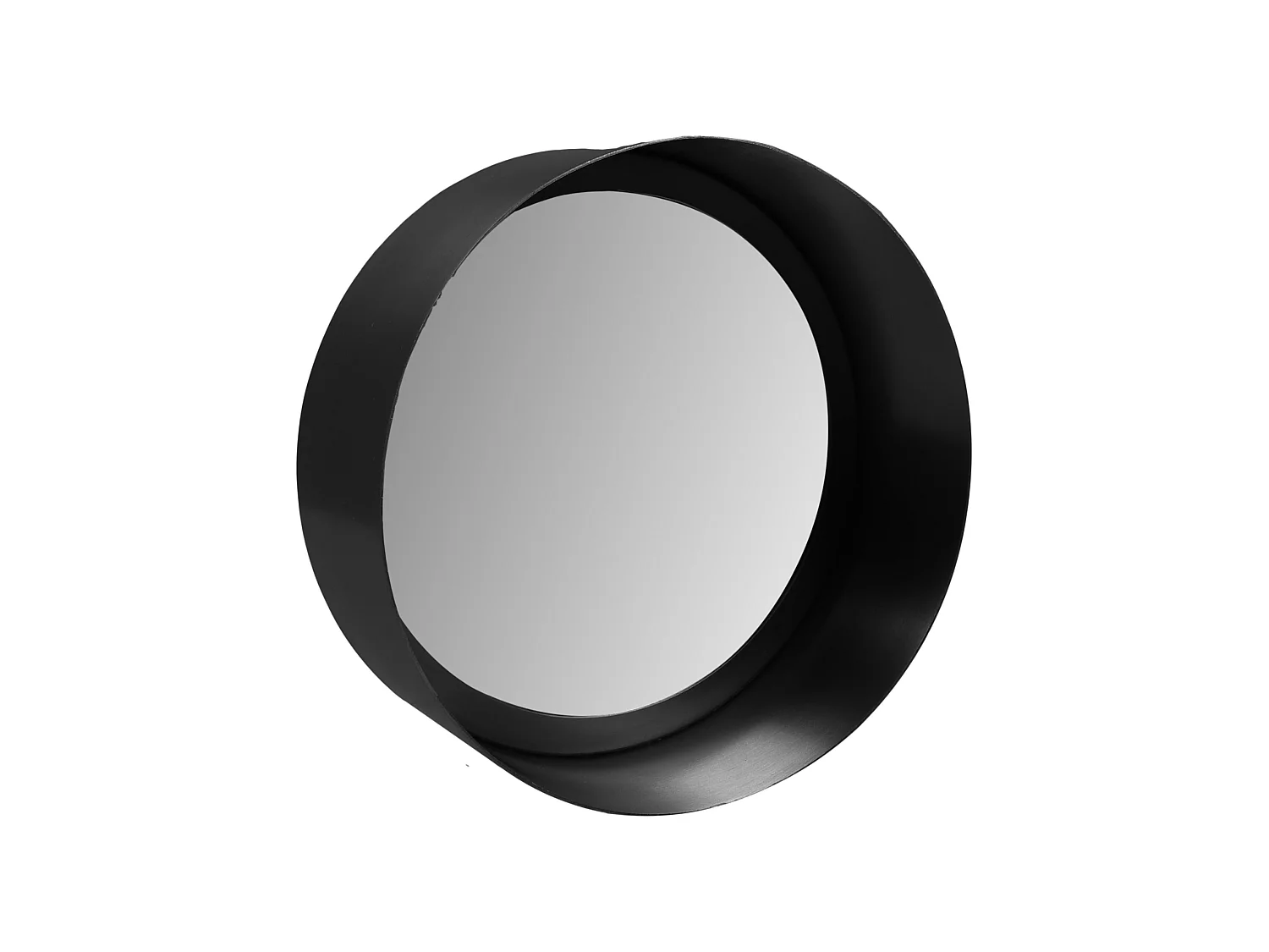 Fletcher - Miroir mural rond - Fer/verre - Noir - 20 x 20 x 7 cm