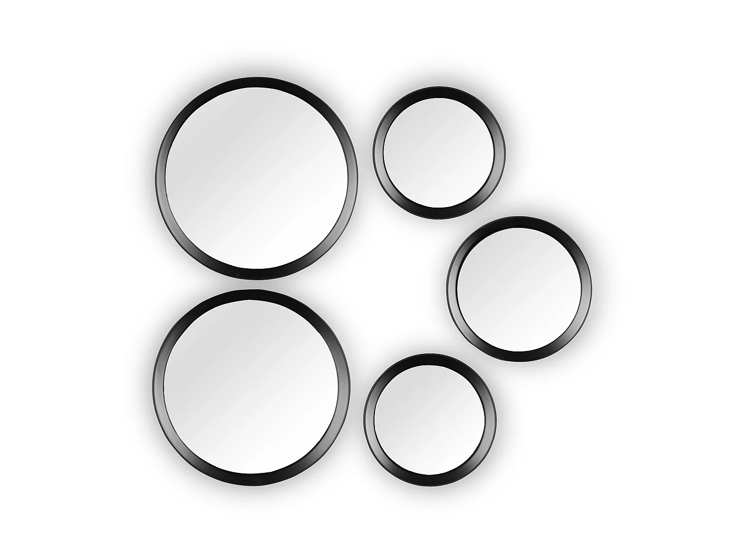 Vivien - 5 miroirs - Noir - 25x25 cm