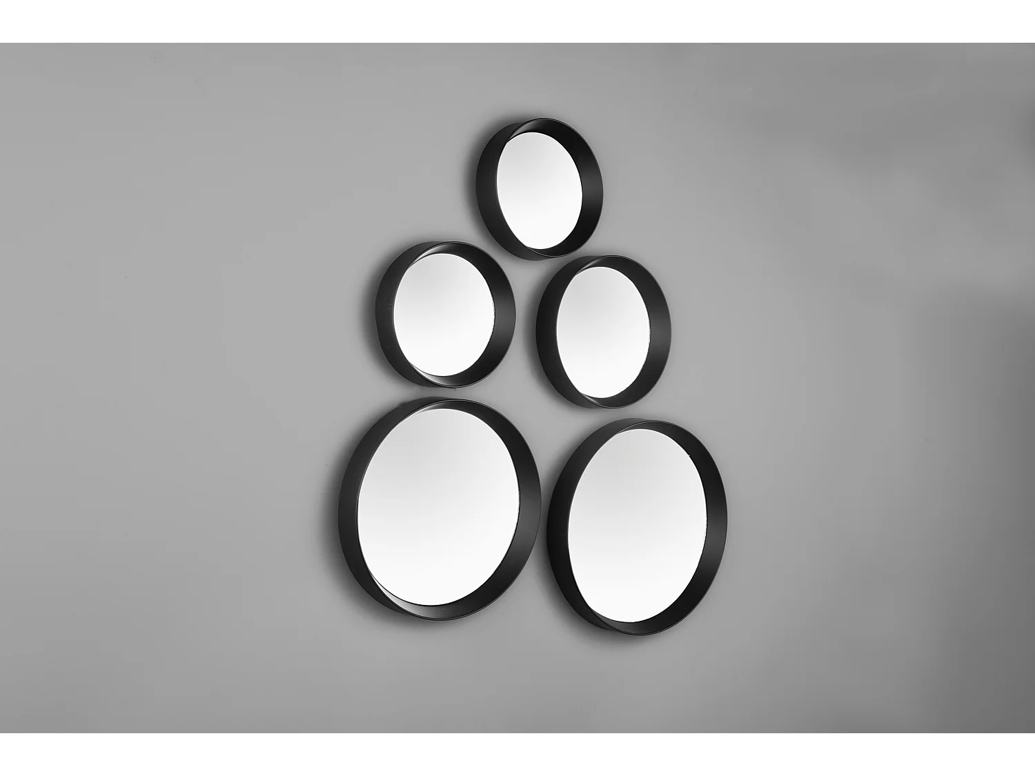 Vivien - 5 miroirs - Noir - 25x25 cm