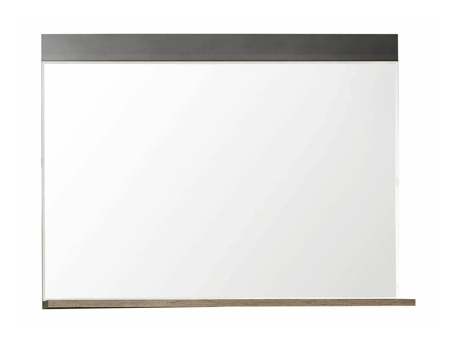 Meuble d'entrée - Miroir avec tablette en mélaminé coloris gris ciment. L - H - P : 90 - 62 - 20 cm