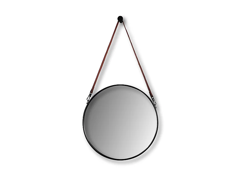 Miroir mural rond encadré ø45 - Noir-brun 49*3*68