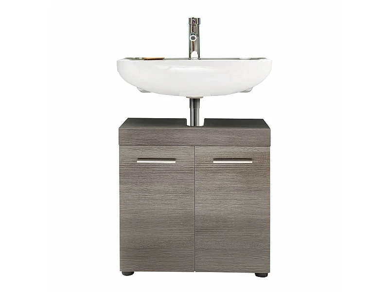 Meuble de salle de bain - Meuble sous-vasque en mélaminé bois grisé. L-H-P: 58 - 57 - 31cm