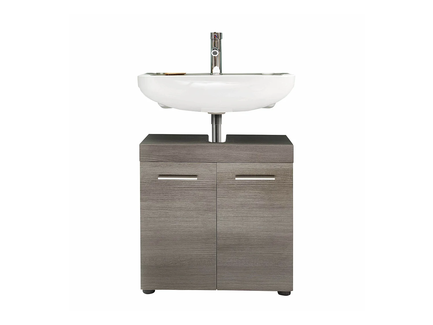Meuble de salle de bain - Meuble sous-vasque en mélaminé bois grisé. L-H-P: 58 - 57 - 31cm