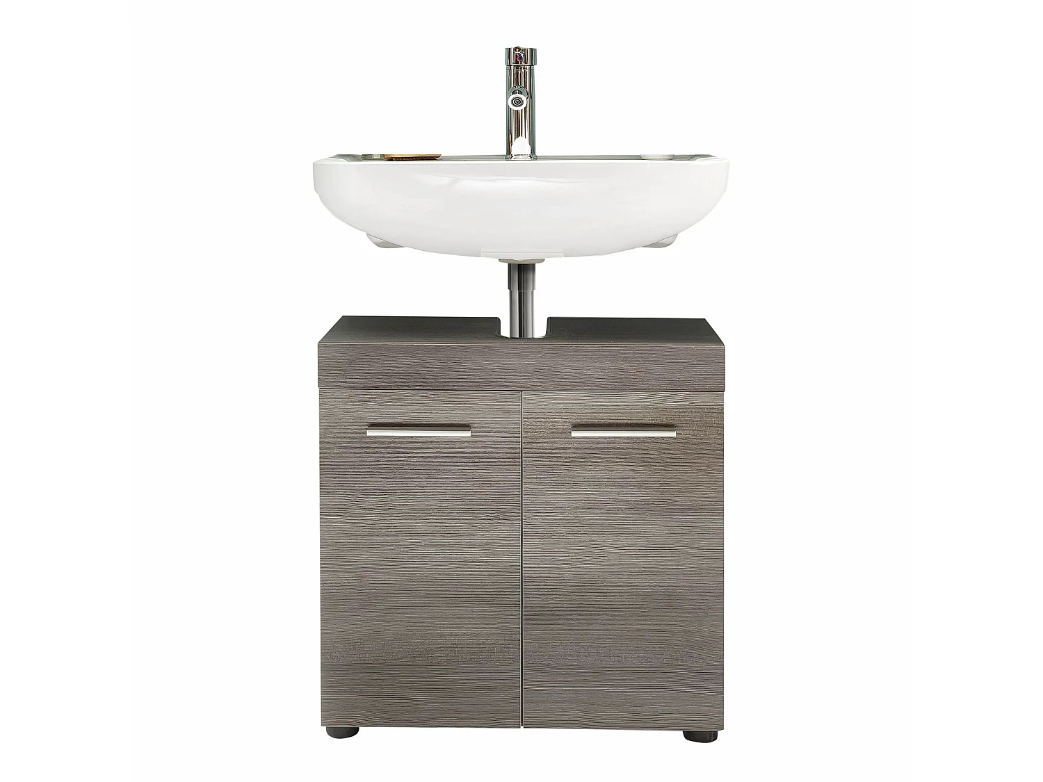 Meuble de salle de bain - Meuble sous-vasque en mélaminé bois grisé. L-H-P: 58 - 57 - 31cm