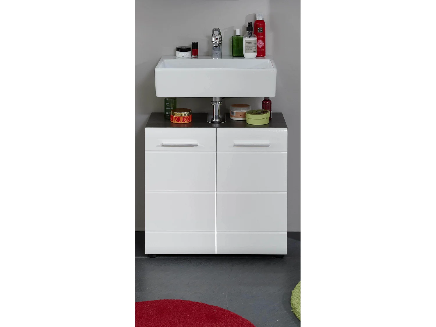 Meuble de salle de bain en mélaminé. Meuble sous-vasque. L- H - P : 60 - 57 - 31