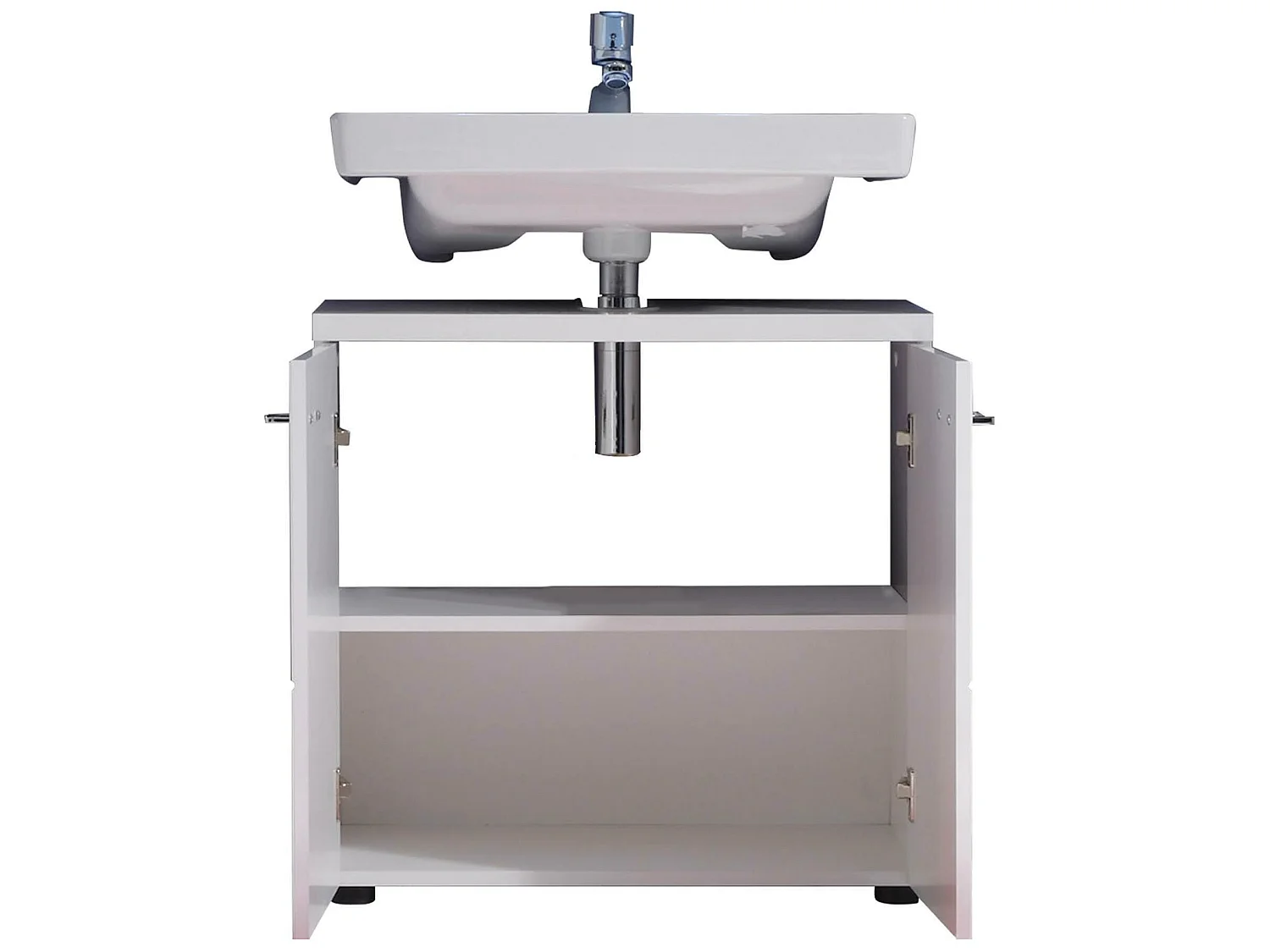 Meuble de salle de bain. Meuble sous vasque en mélaminé de couleur blanc .L-H-P : 65 - 63 - 35 cm