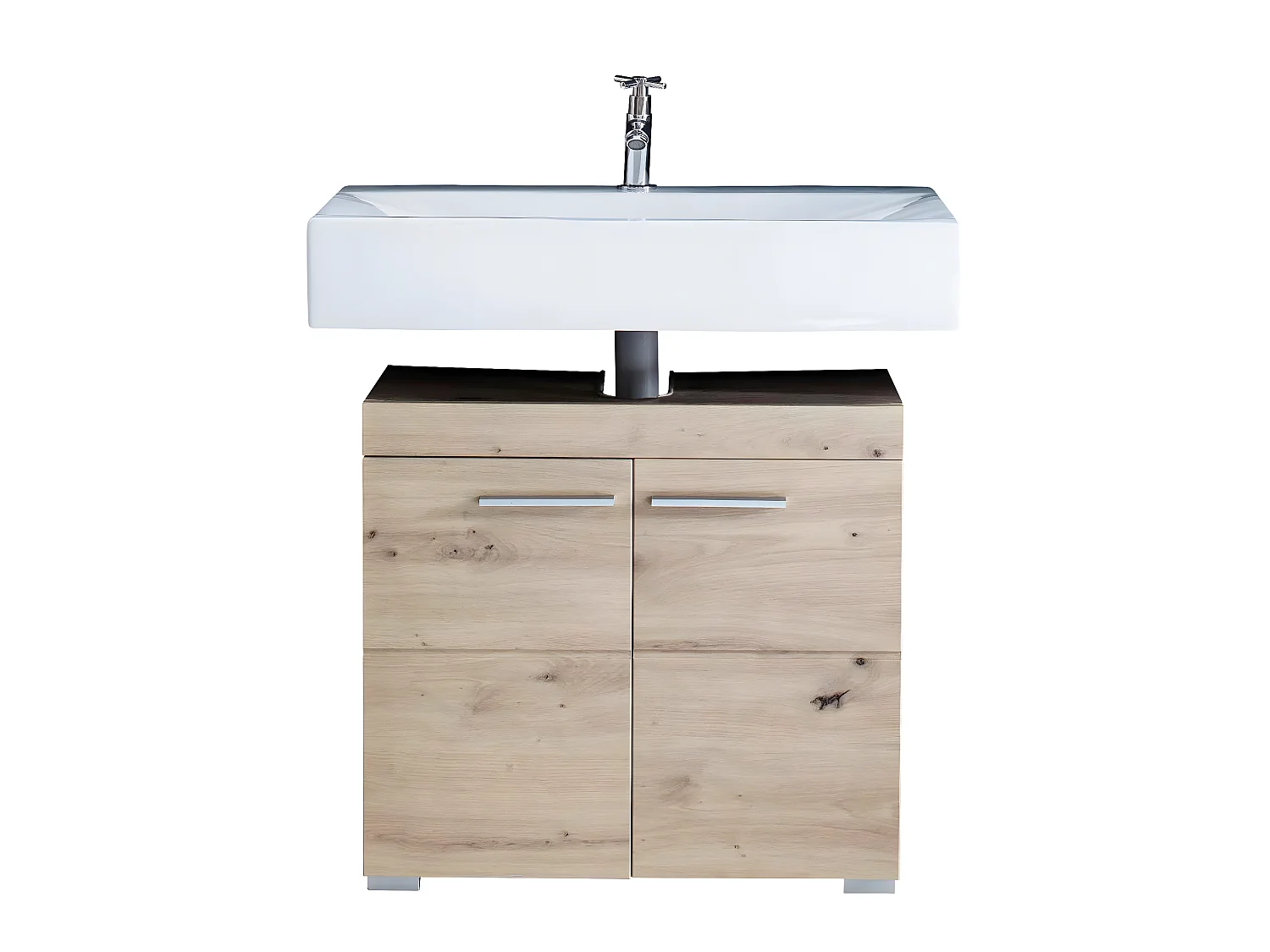 Meuble sous vasque  mélaminé chêne. L-H-P : 60 - 56 - 34 cm