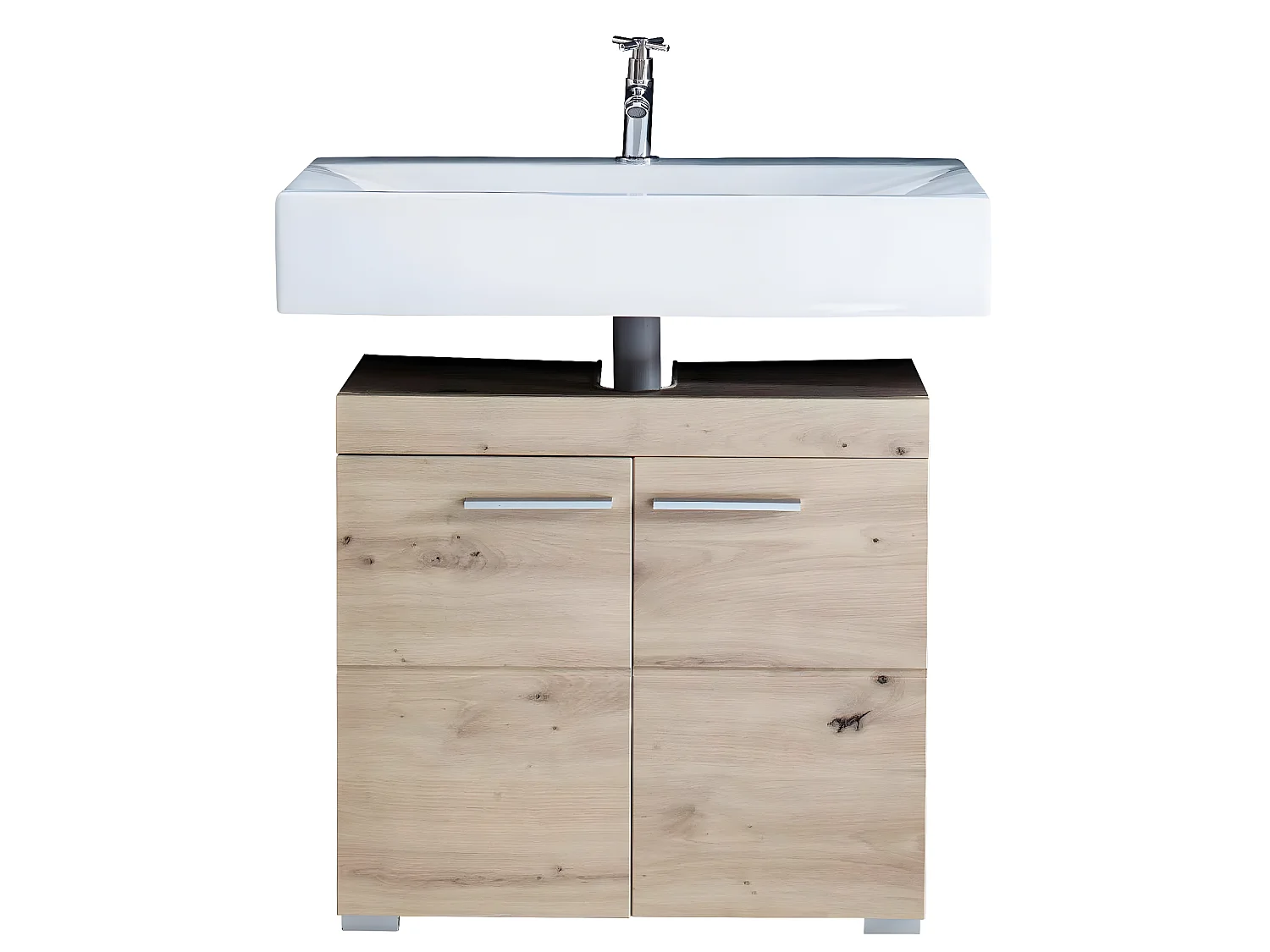 Meuble sous vasque  mélaminé chêne. L-H-P : 60 - 56 - 34 cm