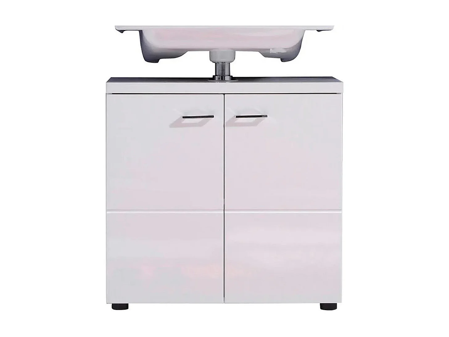 Meuble sous vasque à LED 2 portes mélaminé blanc Polyn