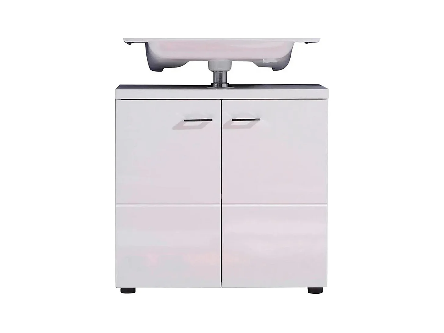 Meuble sous vasque à LED 2 portes mélaminé blanc Polyn
