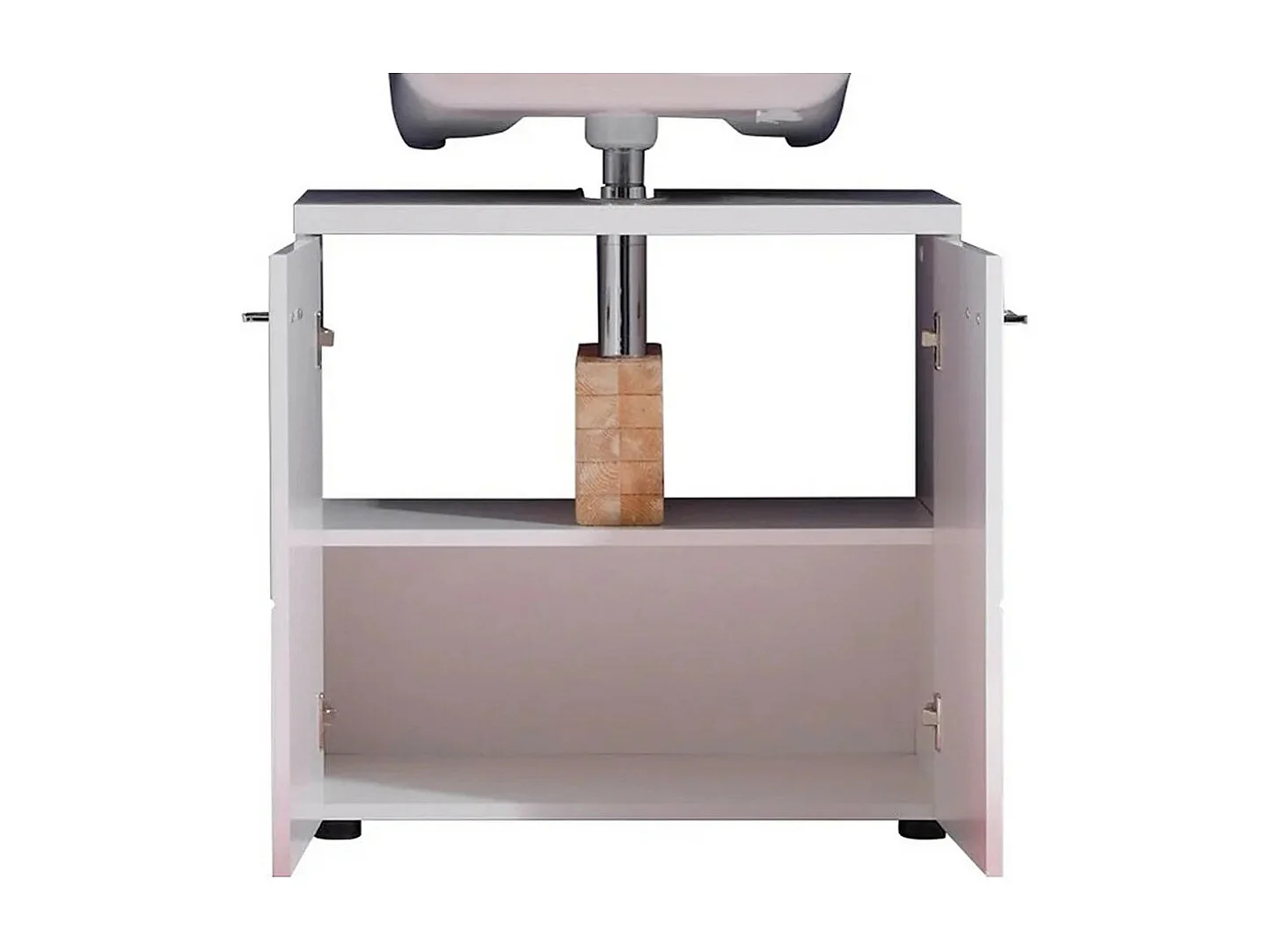 Meuble sous vasque à LED 2 portes mélaminé blanc Polyn