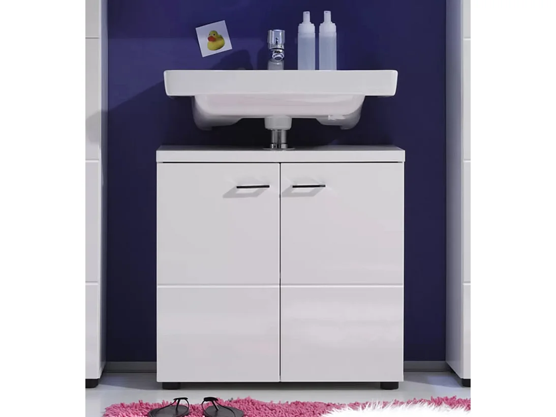 Meuble sous vasque à LED 2 portes mélaminé blanc Polyn