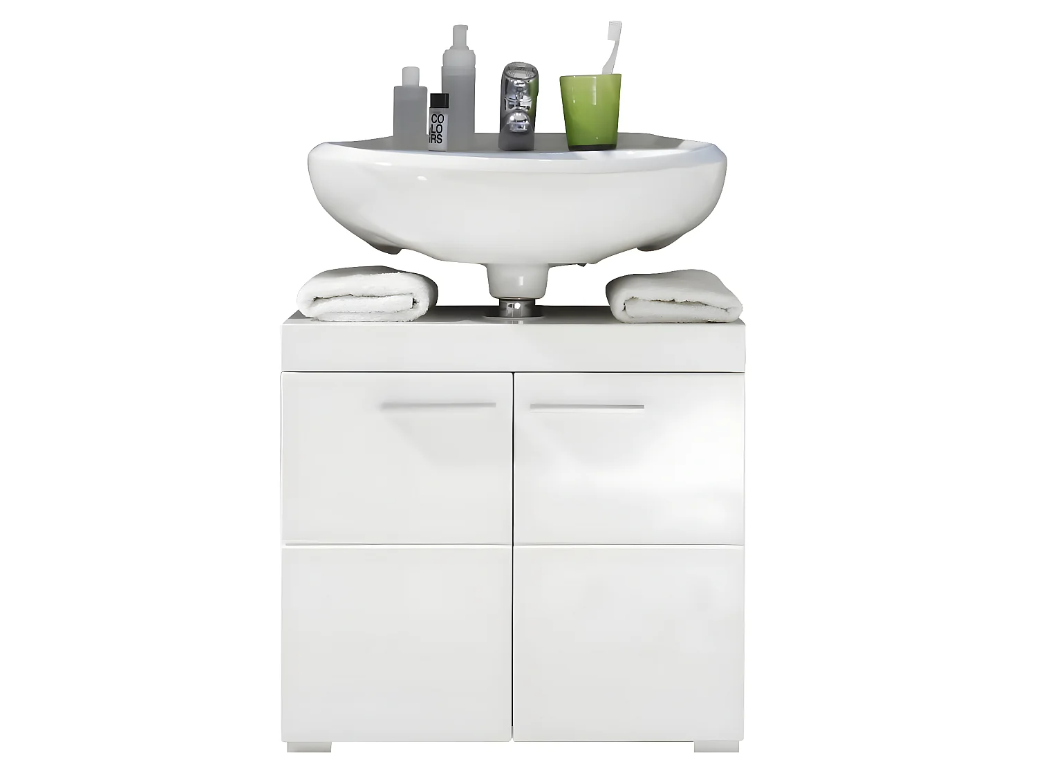 Meuble sous vasque  mélaminé blanc. L-H-P : 60 - 56 - 34 cm