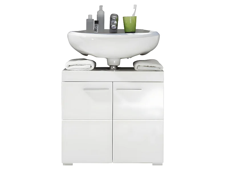 Meuble sous vasque  mélaminé blanc. L-H-P : 60 - 56 - 34 cm