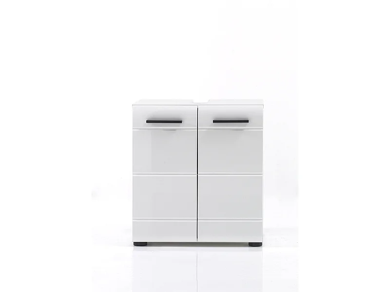 Meuble de salle de bain. Meuble sous-vasque mélaminé blanc brillant. L - H - P : 60 | 56 | 31 cm