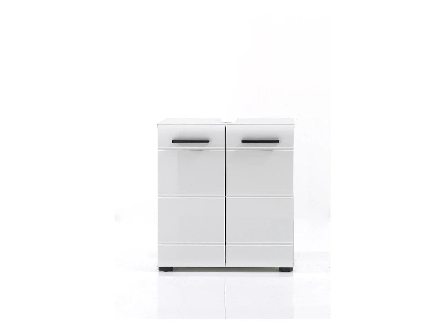 Meuble de salle de bain. Meuble sous-vasque mélaminé blanc brillant. L - H - P : 60 | 56 | 31 cm