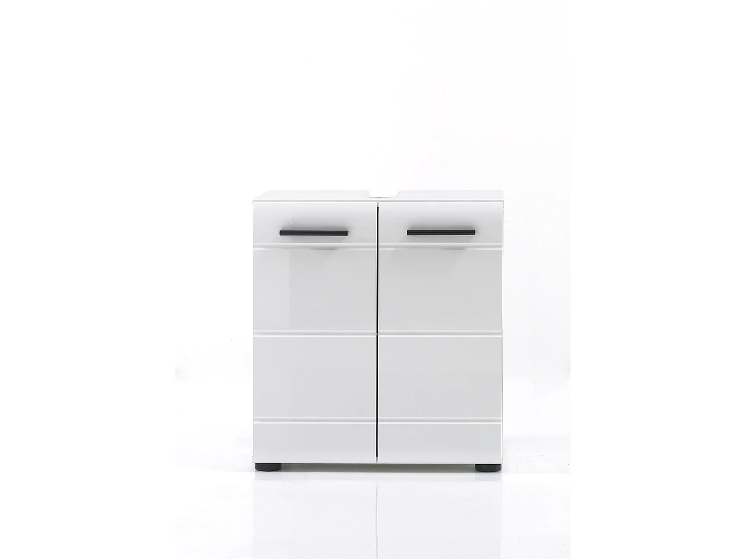 Meuble de salle de bain. Meuble sous-vasque mélaminé blanc brillant. L - H - P : 60 | 56 | 31 cm