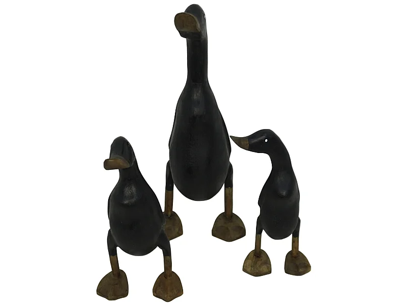 Statue canard 3 pièces noir - 15*20*43+13*17*33+10*12*22