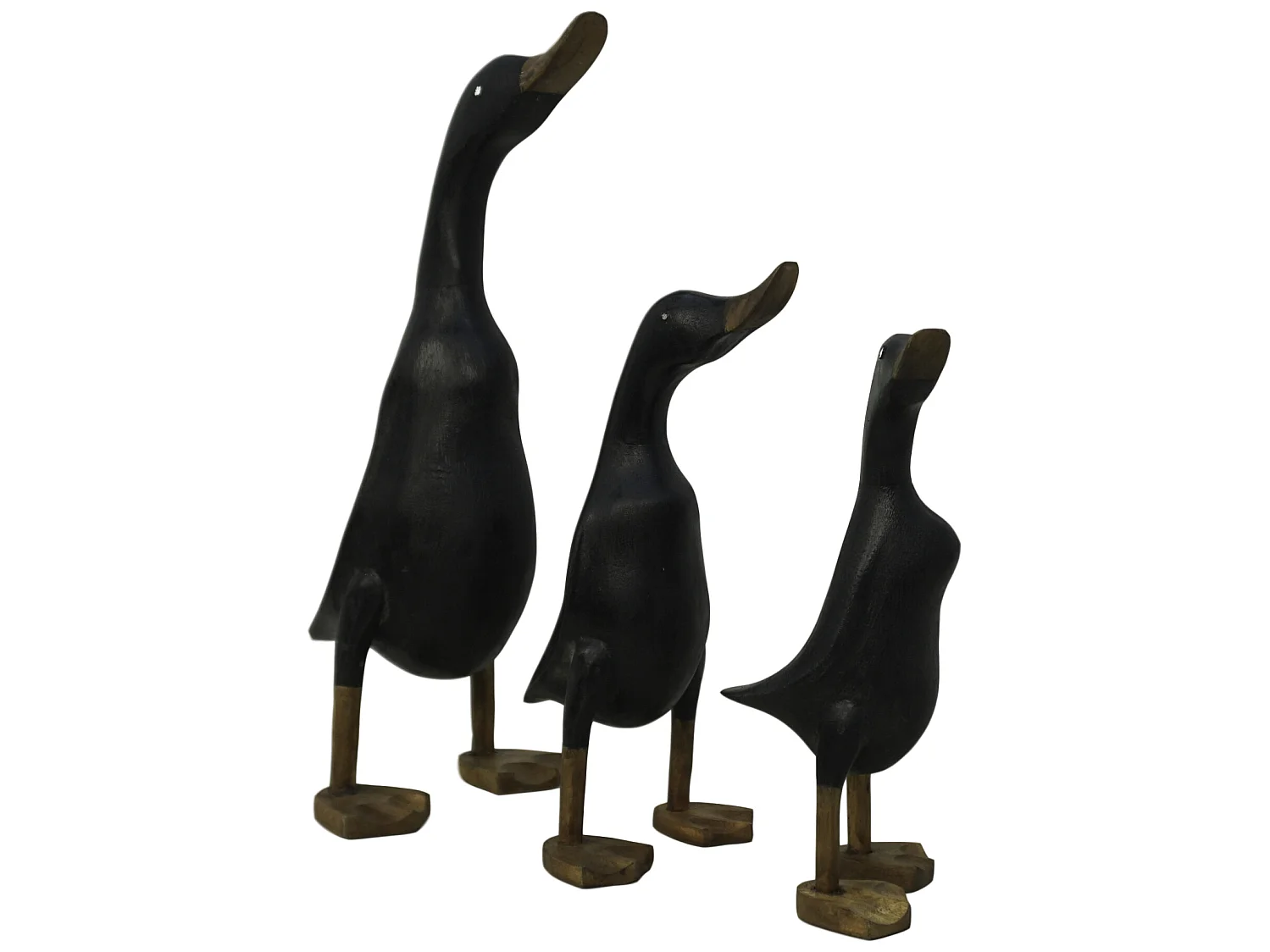 Statue canard 3 pièces noir - 15*20*43+13*17*33+10*12*22