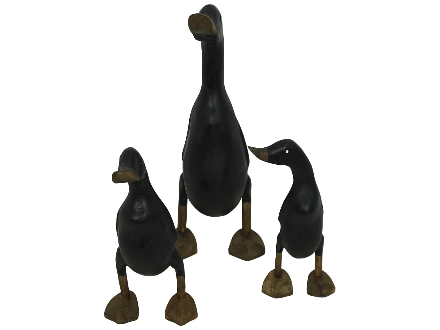 Statue canard 3 pièces noir - 15*20*43+13*17*33+10*12*22