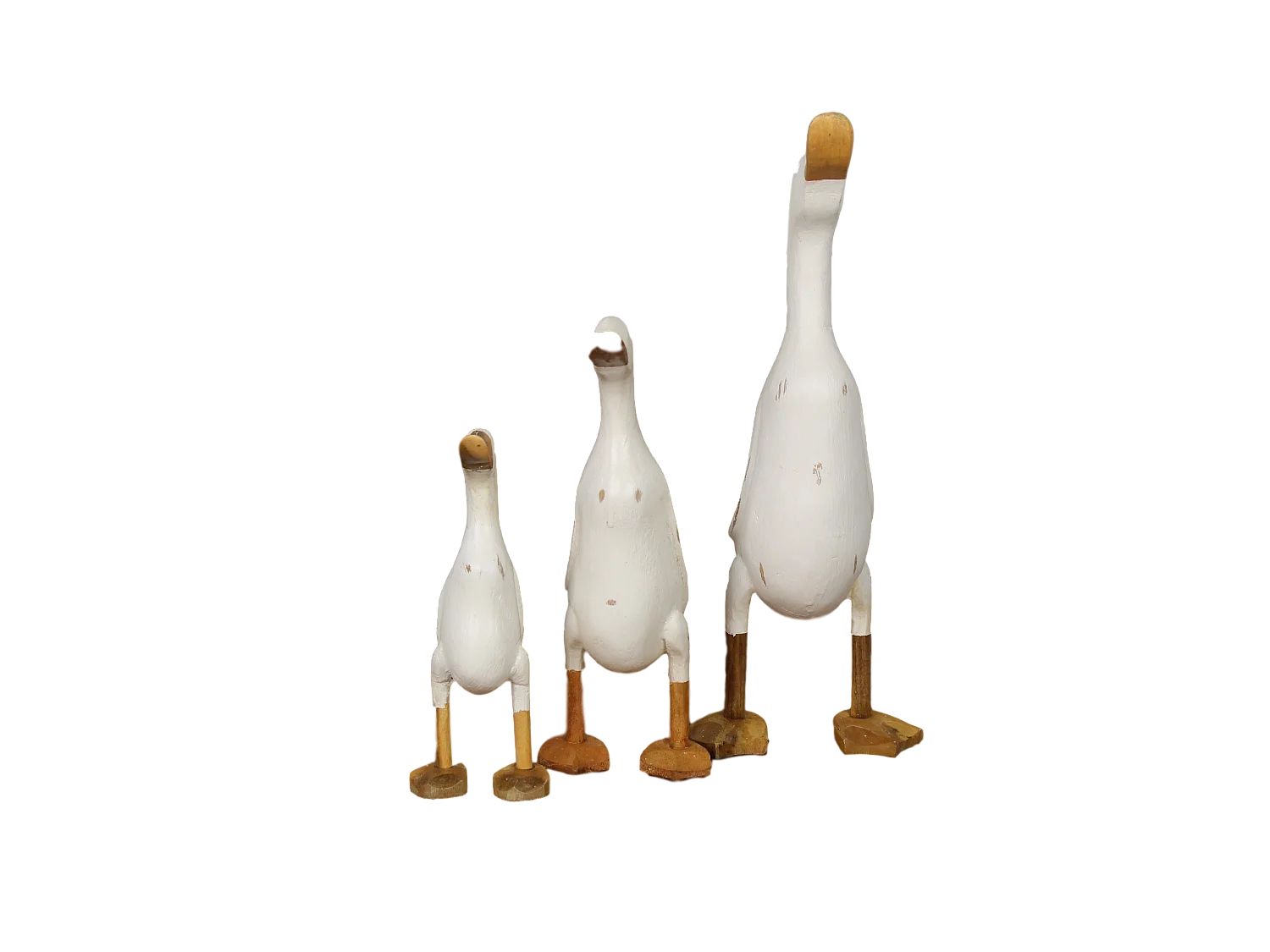 Statue canard 3 pièces blanc - 15*20*43+13*17*33+10*12*22