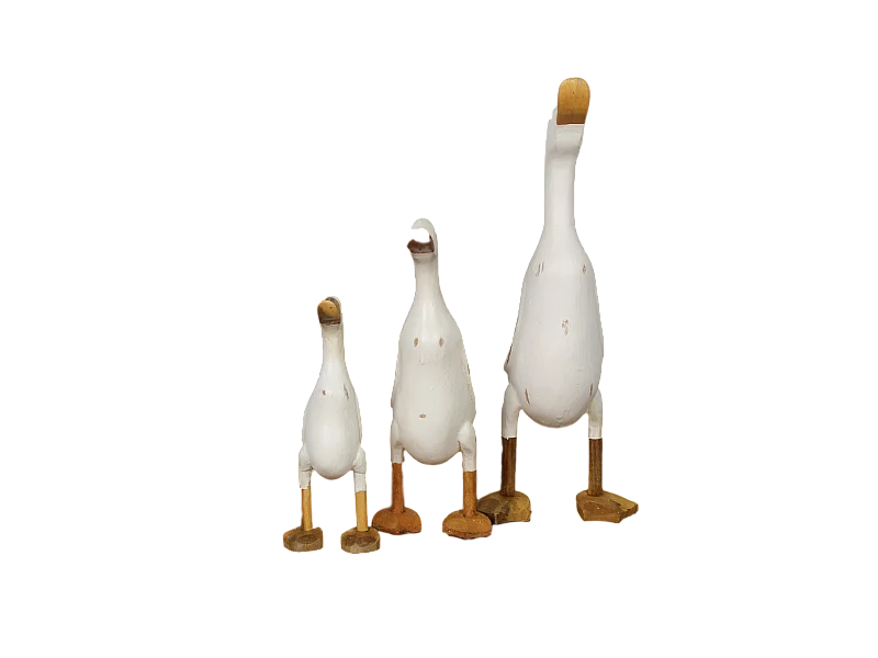 Statue canard 3 pièces blanc - 15*20*43+13*17*33+10*12*22
