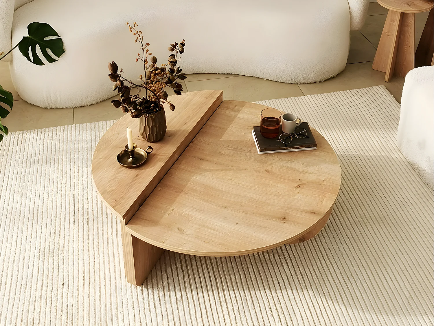 Lot de 2 tables basses - Naturel clair - ALOEVA