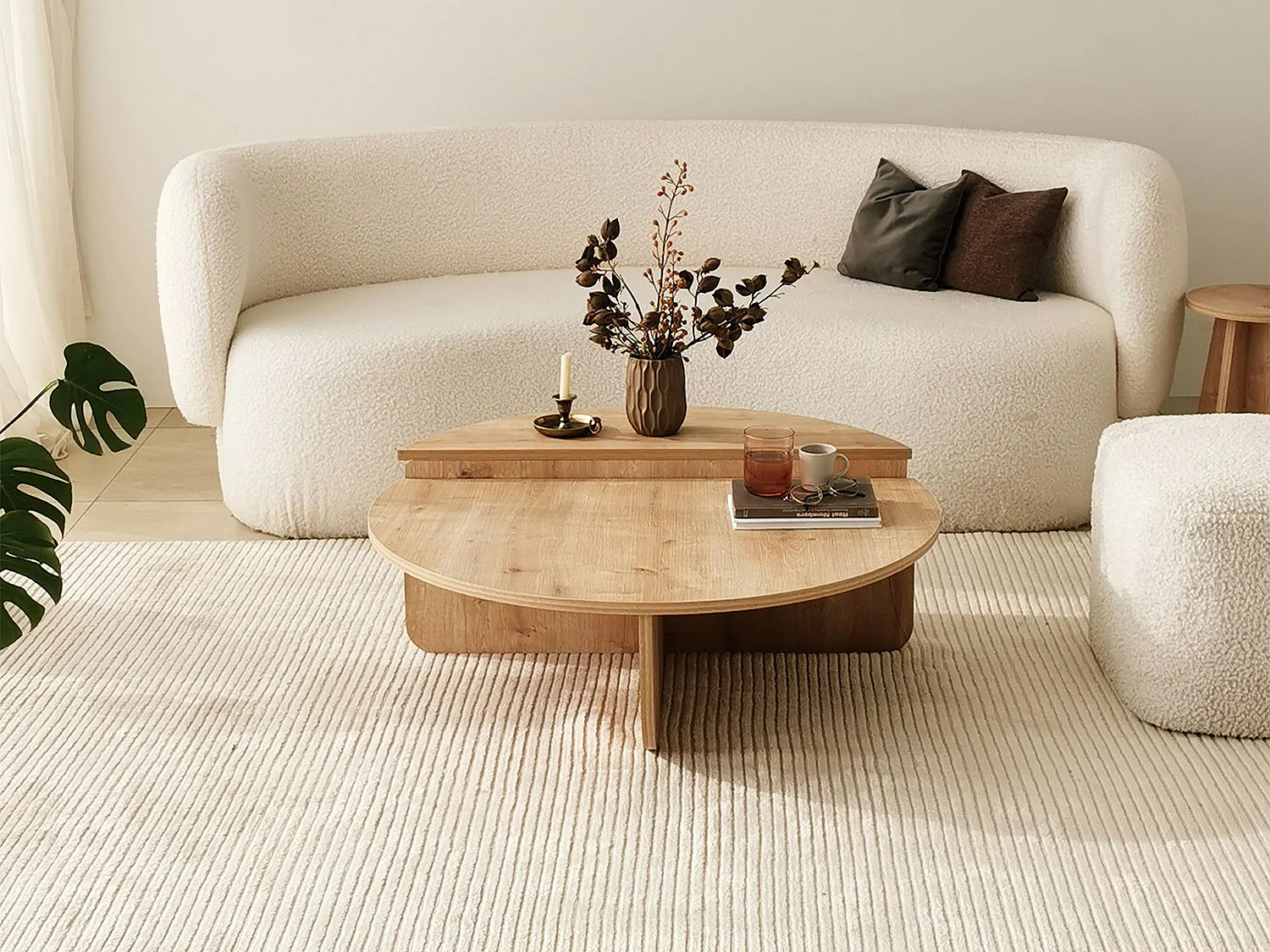 Lot de 2 tables basses - Naturel clair - ALOEVA