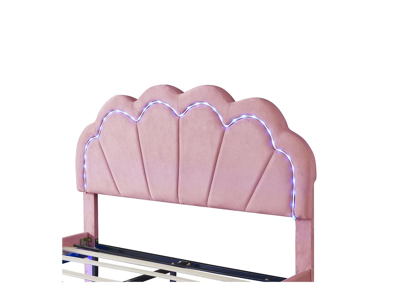 Fluweel gestoffeerd bed met LED - 140x200cm - Roze