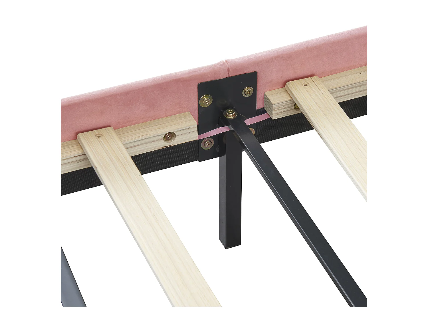 Fluweel gestoffeerd bed met LED - 140x200cm - Roze