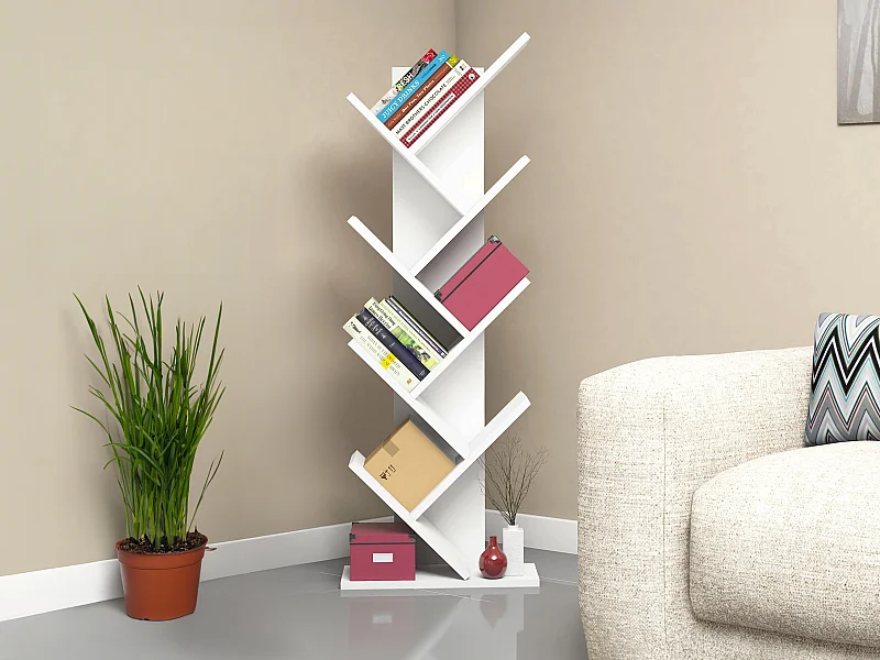 Bibliothèque avec 7 étagères - Blanc - ASINALI